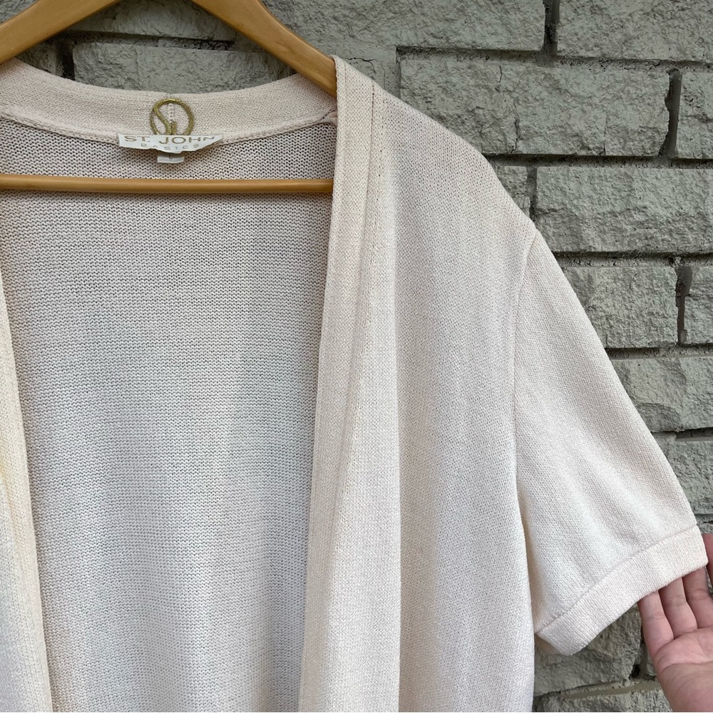St. John Basics Cream Open Front Cardigan Size La… - image 3